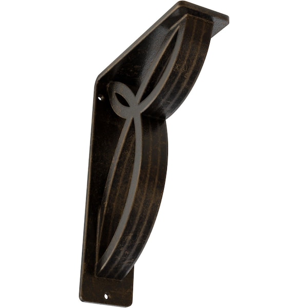 Ekena Millwork Versailles Wrought Iron Bracket, (Triple center brace), Antiqued Brass 2"W x 5 1/2"D x 8"H BKTM02X05X08TVEABS - main